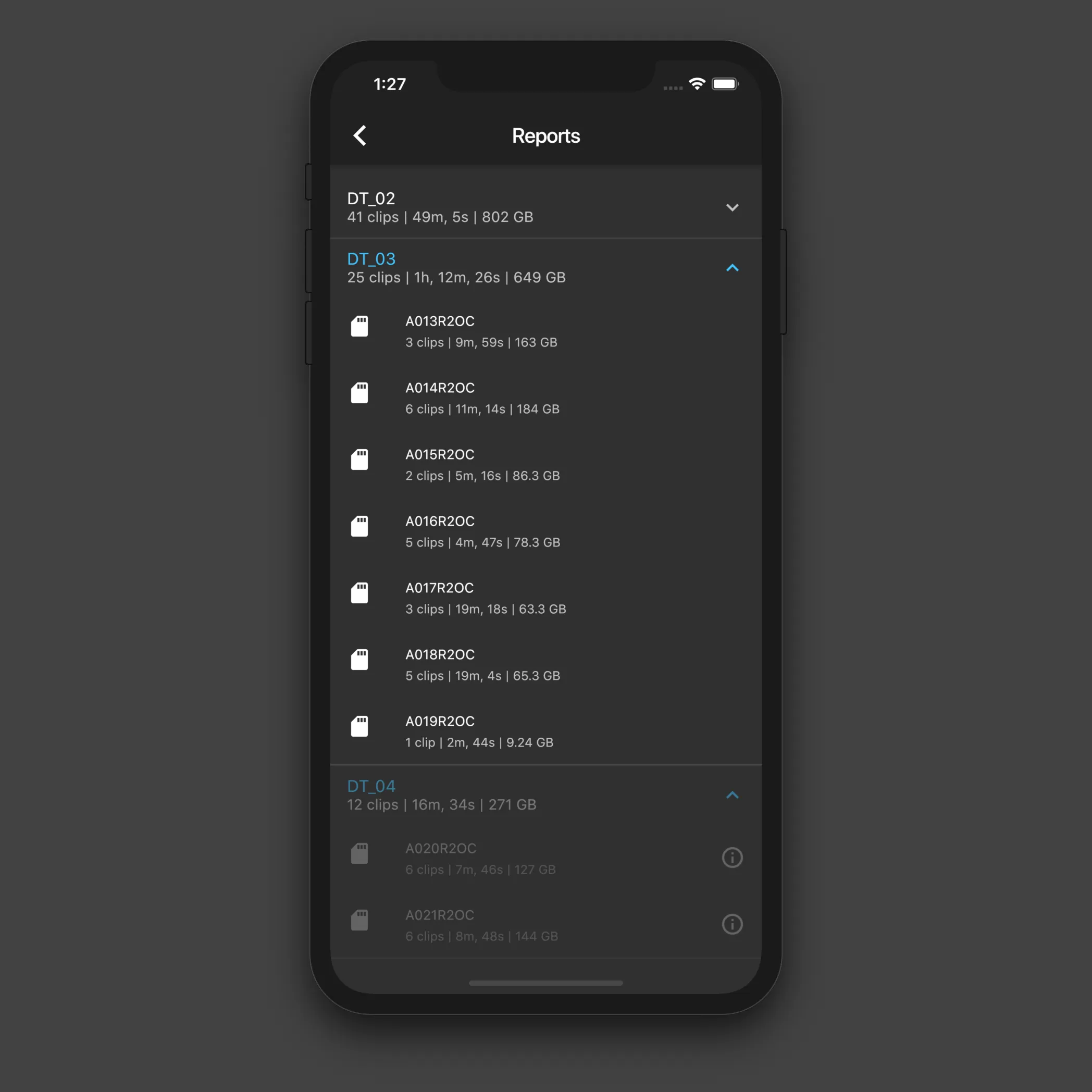 Shooting day reporting screenshot