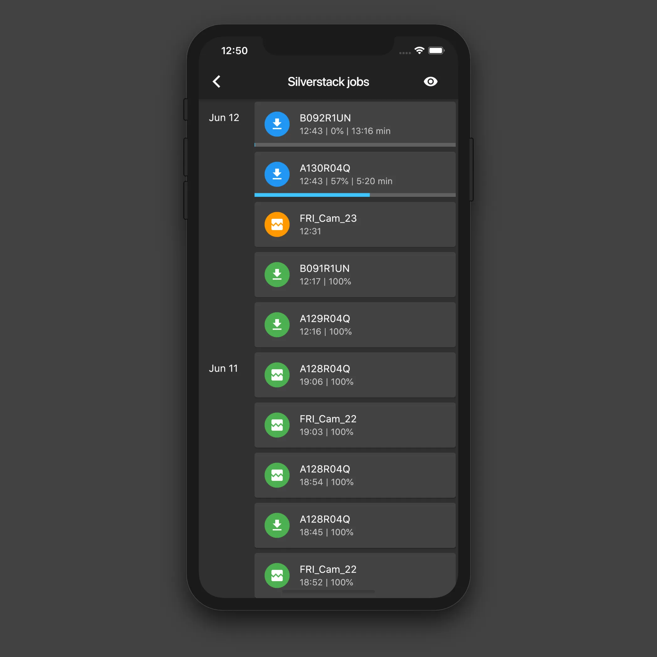 Silverstack jobs screenshot
